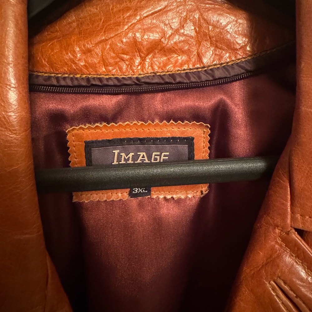 Men's Rust Color Leather Jacket - Picture 6 of 6